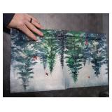 Winter Watercolor Tree Magnetic Mailbox Cover Standard Size 21x18 Inch Christmas Dark Green Pine Trees Mail Box Post Cover Rustic Forest Red Bird Letter Box Wraps for Home Outdoor Garden Yard Decor