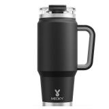 Meoky 32 oz Tumbler with Handle, Insulated Tumbler with Lid and Straw, Stainless Steel Travel Mug, Keeps Cold for 24 Hours, 100% Leak Proof, Fits in Car Cup Holder (Night)