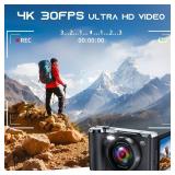 JDZ 4K Digital Camera for Photography and Video, 56MP Autofocus Vlogging Camera for YouTube, 3