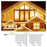 ONSTUY Icicle Lights for Outside,75ft 624 LEDs Warm White Christmas Light Outdoor,8 Modes,Timer,Plug in Waterproof Twinkly Icicle Lights for Eaves Yard Party House Holiday Christmas Decoration