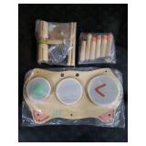 WINGYZ Kids Drum Set for Toddlers, All-in-One Montessori Musical Instruments - Wooden Music Toys for Baby, Neutral Colors, Sensory Preschool Drum Kit, Birthday Gifts for Boys Girls