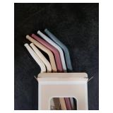 Nightingale Reusable Silicone Straws - Bendy Drinking Straw with Cleaning Brush - Collapsible and Bendable Travel Straw for Kids - Dishwasher Safe, Food-Safe - Set of 6 (Oak Multi)