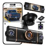 4K+1080P*3 FHD Dash Cam, 5GHz WiFi & App Control, 4 Channel 360° Car Camera Front Rear Inside & Left Right, G-Sensor, 8 IR Lamps Night Vision, 24H Parking Mode, Loop Recording, Includes 64GB 
