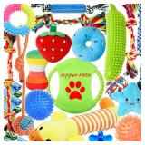 Aipper Dog Toys MultiPack for Fun and Teeth Cleaning, Puppy Chew Toys Pack with Squeak Plush Toy,Squeaky Toy Balls,Tug of War and Rope Toys for Puppy to Small Dogs