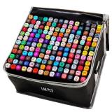 ATOPSTAR 168 Colors Alcohol Markers Artist Drawing Dual Tip Marker Pen for Adult Coloring Painting Supplies Perfect for Kids Boys Girls Students Adult(168 Black Shell)