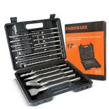 COMOWARE Rotary Hammer Drill Bits Set & Chisels- SDS Plus Concrete Masonry Hole Tool 17pcs with Storage Case
