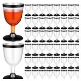 Jingmore Multi Pcs Plastic Wine Glasses Disposable 6 oz Rimmed Wine Cups with Stem Clear Toasting Glasses for Cocktail Champagne Parties Wedding Graduation Birthday Bachelor Party (Black)