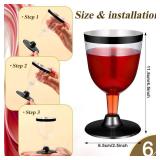 Jingmore Multi Pcs Plastic Wine Glasses Disposable 6 oz Rimmed Wine Cups with Stem Clear Toasting Glasses for Cocktail Champagne Parties Wedding Graduation Birthday Bachelor Party (Black)