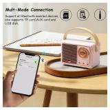 Baolira Retro Bluetooth Speaker, Portable Wireless Speaker with Crystal Clear Stereo Sound Rich Bass, Best Birthday Gifts Ideas for Women Teenage (Pink)