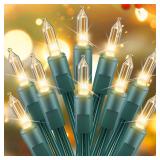 Brightown Clear Christmas String Lights 50 Count 12 Feet Incandescent Bulb Mini Lights for Indoor Outdoor Xmas Tree Garland Birthday Wedding Party Festival Decoration, Green Wire