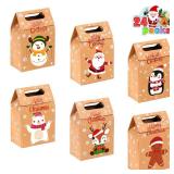 JOICEE Christmas Kraft Paper Gift Boxes Multipcs Xmas Goodies Treat Candy Bags Boxes for Christmas Party Favor