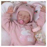 Milidool Lifelike Reborn Baby Dolls- 18-Inch Realistic Poseable Newborn Baby Girl Dolls,Soft Cloth Body Real Life Baby Doll with Gift Box for Kids Age 3 +