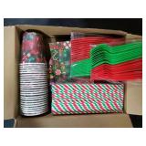 Avezano Bulk Pcs Christmas Paper Plates and Napkins Merry Chirstmas Party Tableware Decorations Plaid Christmas Tree Disposable Dinnerware Set Serve 24 (Red)