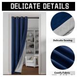 Navy Blue 3-in-1 Heavy Soundproof Curtains Full Blackout Curtains for Bedroom Energy Saving Winter Drapes Grommet Thermal Insulation Room Divider Drapes for Living Room (1 Panel, Navy Blue, 50 x 96)