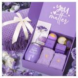 Christmas Gifts for Women, Self Care Get Well Soon Gifts, Lavender Relaxing Spa Gift Basket Care Package w/Blanket, Mothers Day Valentines Birthday Gifts for Mom Her Wife Girlfriend Sister Best Friend