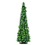 Leyndo 1 Pcs 5 ft Collapsible Artificial Christmas Tree with LED Light Pre Lit Green Sequined Pop Up Tinsel Pencil Skinny Xmas Tree for Indoor Home Fireplace Decoration