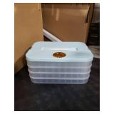 Varku 4-Tier Stackable Food Storage Container with Handle, Transparent Bento-Style Organizer for Kitchen & Refrigerator Ideal for Dumplings, Fruits, Snacks & Small Portions