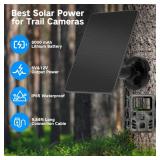 Trail Camera Solar Panel, Built-in 5000mAh Rechargeable Battery Solar Panel for Trail Camera, IP66 Waterproof Solar Charger Kit Hunting Accessory Solar for Trail Cameras - Output Type C/5V DC/6V