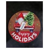 ZODGMED Christmas Sign for Front Door Porch, Christmas Decor for Home Office Patio Holiday Hanging Sign, Christmas Xmas Winter Farmhouse Wall Decorations, Happy Holidays