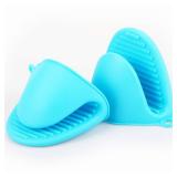 Acronde 1.5 Pairs Mini Oven Gloves Silicone Heat Resistant Cooking Pinch Mitts Potholder for Kitchen Cooking & Baking (Red and Blue)