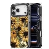 Bouvardia for iPhone 17 Pro Max Case, Cute Design for Women & Girls, Protective & Aesthetic, Gray Bumper - Floral Theme - Sun Flowers