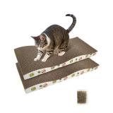 TIMHAKA Cat Scratching Board, Corrugate Cat Scratcher for Indoor Cats with Catnip, Cat Scratch Pad with Premium Scratch Textures Design, Cardboard Cat Scratcher with Double-Sided Usability (Pack of 2)