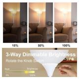 LALISU Floor Lamp, LED Standing Lamp 3 Way Dimmable Brightness Floor Lamp Rotary Switch Floor Lamps Modern Industrial Lamp with Shade, Tall Lamps for Living Room Bedroom Office Dining Room (White)