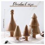 Quzzil 4 Pack Wooden Christmas Tree Vintage Mini Farmhouse Wood Miniature Trees Handmade Christmas Rustic Tree Figurine Set 3.9/6.7 Inch Christmas Trees Tabletop Ornament for Table Decoration