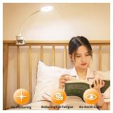 Desk Lamp Clip on Reading Light, Portable Rechargeable Desk Light Mini Clip Lamp, Dorm Room Essential Clip on Lights Wall-Mounted, Bedside Lamp with Clamp, Rechargeable Reading Lights for Dorm Makeup