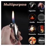 Torch Lighter, Creative Desktop Penguin Cute Lighters, Cool Portable Adjustable Soft Flame and Refillable Butane for Men Women Friends Gift-s (Without Butanes)-Black