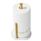 Brushed Gold Paper Towel Holder,Stainless Steel Paper Towel Holder for Kitchen Roll Organize, Standard or Jumbo-Sized Roll Paper, Countertop Roll Dispenser with Marble Base