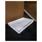 US Acrylic White Plastic Serving Trays (Set of 4) 15 x 10 | Large Unbreakable Reusable Rectangular Party Platters | Serve Appetizers, Fruit, Veggies, & Desserts | BPA-Free & Made in USA