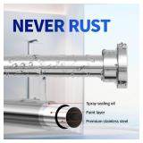 Mcrbeay Shower Curtain Rod, 1 Diameter Heavy Duty Tension Shower Rod, Non Slip Adjustable 28-74 inch No Drilling Shower Curtain Rods Spring Tension For Bathroom, Shower Stall, No Rust, Silver