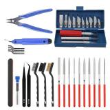 BulkPcs 3D Printer Tool Kit Includes Deburring Tool, Files,Cleaning Needles, Brush,Carving Knife,3D Printier Accessories Set for Cleaning, Finishing 3D Printing Model
