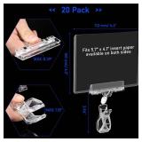 Epakh Multi Pieces Sign Clips Rotating Price Tag Clip Swivel Sign Holder for Handrails or Tubes with Pieces Hard Card Sleeves PVC Card Protector for Shelves Store Supermarket(Thumb Clip Style)