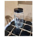 GPOVVIMX Bulk Pcs Glass Spice Jars with 408 Labels, 4oz Empty Seasoning Bottles Square Containers with Black Metal Caps - Shaker Lids, Funnel, Brush and Marker Included