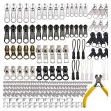 Meikeer 252-Piece Zipper Repair Kit with Replacement Zippers and Pulls, Universal Tools for Luggage, Bags, Jackets, and Outdoor Gear