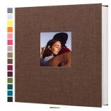 potricher Large Photo Album Self Adhesive 4x6 5x7 8x10 Pictures Linen Cover Blank Pages Magnetic DIY Scrapbook Albums with A Metallic Pen (Brown)
