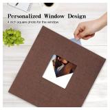 potricher Large Photo Album Self Adhesive 4x6 5x7 8x10 Pictures Linen Cover Blank Pages Magnetic DIY Scrapbook Albums with A Metallic Pen (Brown)
