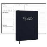 Daily & Monthly Planner for 2026 or Anytime - ADHD Planner Two Pages Per Day, Daily Planner Undated to Increase Focus, Eliminate Overwhelm, Achieve Your Biggest Goals, 8.5