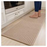 YDKGL Kitchen Runner Rugs Non Slip Washable, Super Absorbent Soft Chenille Braided Kitchen Mats for Floor Rubber Backing Standing Sink Mat Floor Mat, Easy to Clean, Brown 17x59