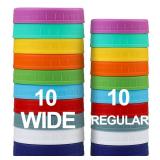AOZITA 10 WIDE Mouth & 10 REGULAR Mouth Mason Jar Lids - MultiPack Food Grade Plastic Mason Jar Caps for Ball, Kerr and More Canning Jars - Leakproof & Dishwasher Safe - Multicolor