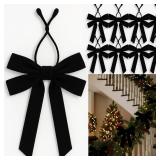 36 Pcs 20 Inches Christmas Garland Ties with Large Velvet Bows Decorative Reusable Twist Tie Bows for Banister Christmas Indoor Outdoor Holiday Wreath Decorations(Black)