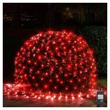 WBao Christmas Net Lights, 360LED 11.5ft x 6.9ft Christmas Lights with 8 Modes, Timer, End to End Connectable, Waterproof Design for Lawn, Bushes, Trees Outdoor Xmas Decorations, Red