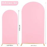 Set of 2 Wedding Arch Cover 2-Sided Round Top Spandex Fitted Arch Backdrop Cover for Birthday Party Baby Shower Wedding Arch Stand Decor 7.2FT, 6FT, Pink