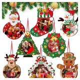 Yalikop 16 Pcs Christmas Photo Frame Ornaments Wooden Nutcrackers Santa Snowman Snowflake Picture Frame Tree Decoration DIY Photo Keepsakes for Xmas Party Decorations Winter Holiday Gift (Classic)