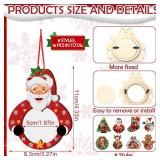 Yalikop 16 Pcs Christmas Photo Frame Ornaments Wooden Nutcrackers Santa Snowman Snowflake Picture Frame Tree Decoration DIY Photo Keepsakes for Xmas Party Decorations Winter Holiday Gift (Classic)
