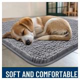Smiry Dog Door Mat for Muddy Paws 34x21, Absorbs Moisture and Dirt Doormat, Non-Slip Washable Quick Dry Chenille Front Door Mat Indoor Entrance, Entryway Carpet for Inside Floor, Grey
