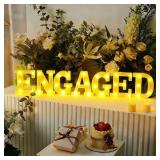 Honoson 7 Pcs 6.5 Inch Engagement Party Decorations Engaged LED Letter Lights Sign Lights Table Decoration for Wedding Engagement Bridal Shower Engaged Party Decor