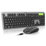 seenda Bluetooth Mechanical Keyboard and Mouse, 3 Device Connection Rechargeable Mouse and Keyboard, Full-Size Wireless Keyboard Mouse Compatible for Windows/Laptop/PC/MacBook/Mac, Black Gray